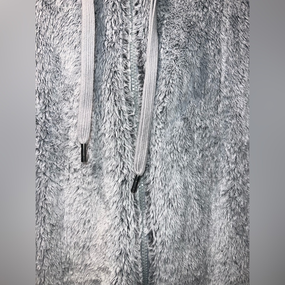 Aerie Women's Sherpa Sz Small “Oversized” Full Zip Hooded Jacket Gray Faux Fur - Picture 7 of 12